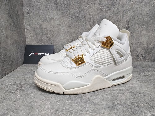 Pre-owned Jordan Level Ss/new - Air  4 "metallic Gold" Vintage Basketball Shoes Aq9129-170 In White