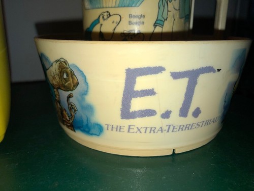 Vintage Lot Toys Plastic ET Smurf Hanna Barbera Bowl Cup Thermos