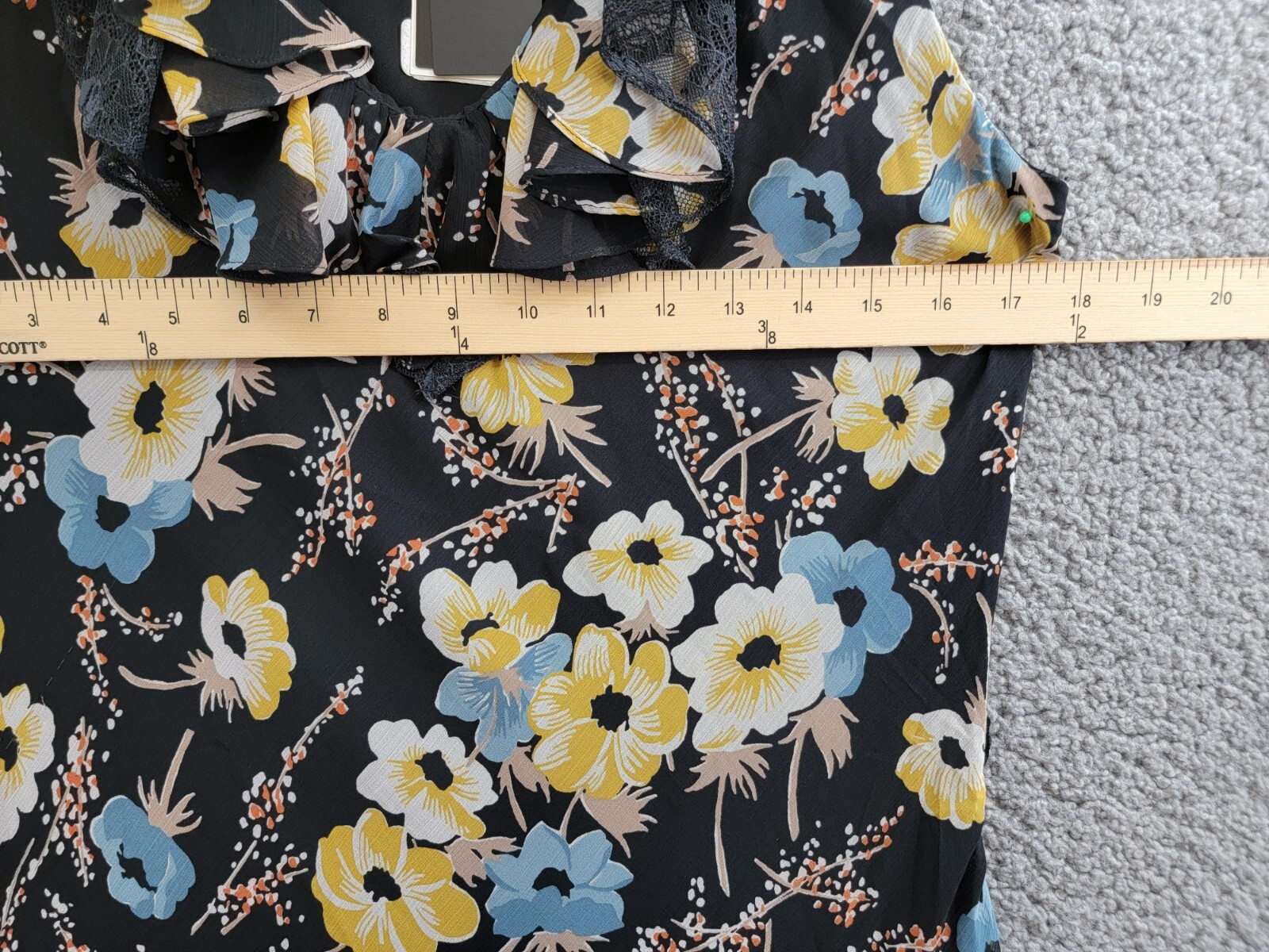 Lauren Ralph Lauren Floral A-Line Dress Women's 8 Black Multi Ruffled Side Zip - Picture 5 of 15