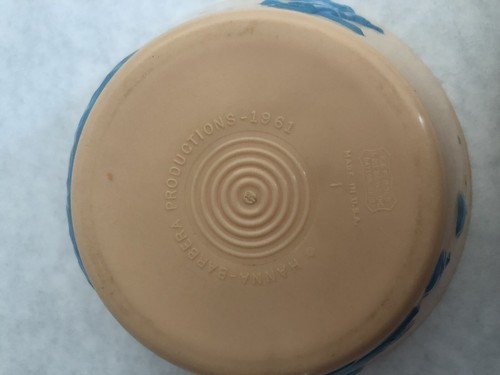 Vintage HANNA BARBERA 1961 HUCKLEBERRY HOUND Plastic CEREAL BOWL Made In The USA