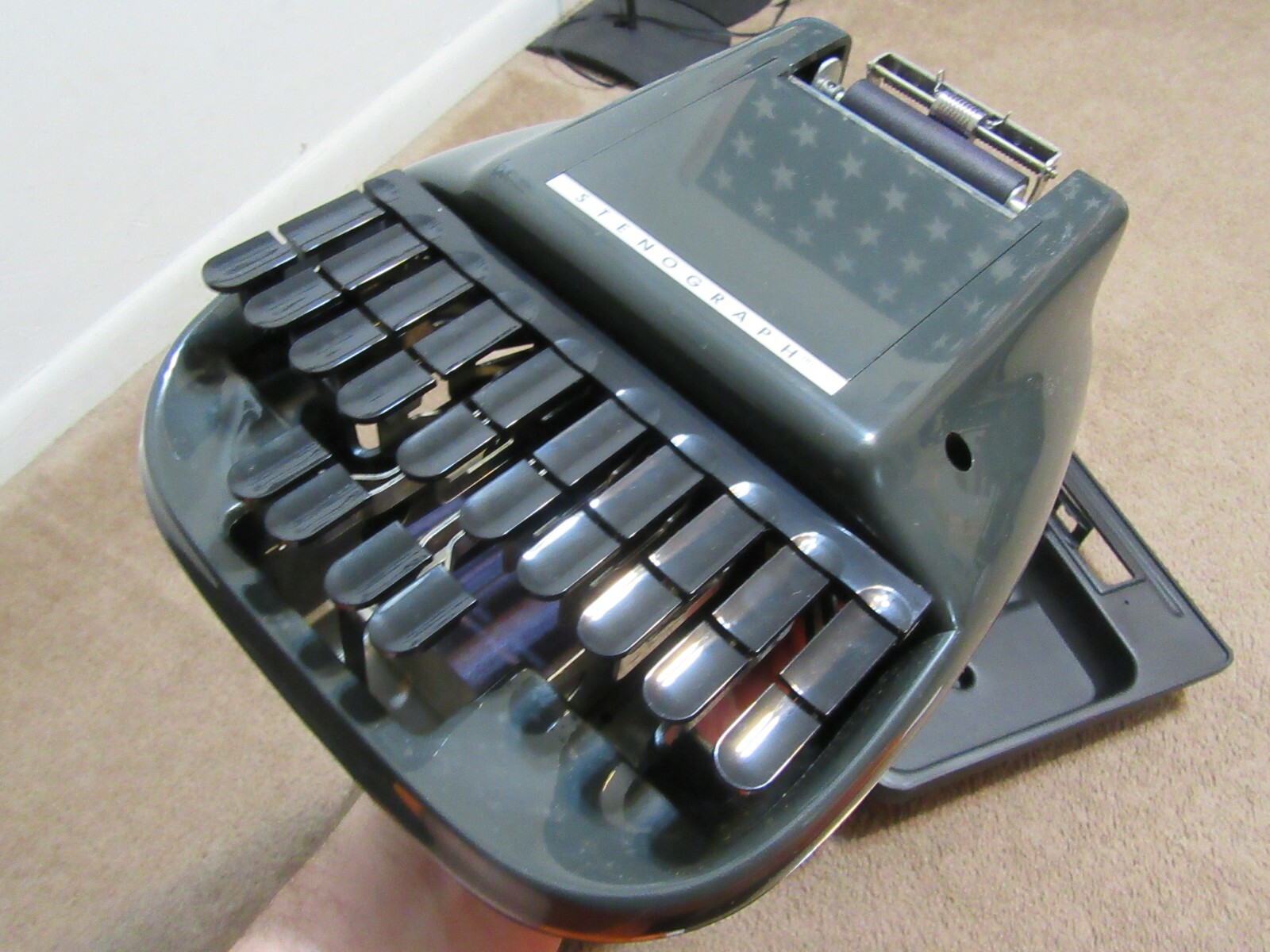 Vintage Stenograph Machine Court Reporter Shorthand With Case Standard 60s Green