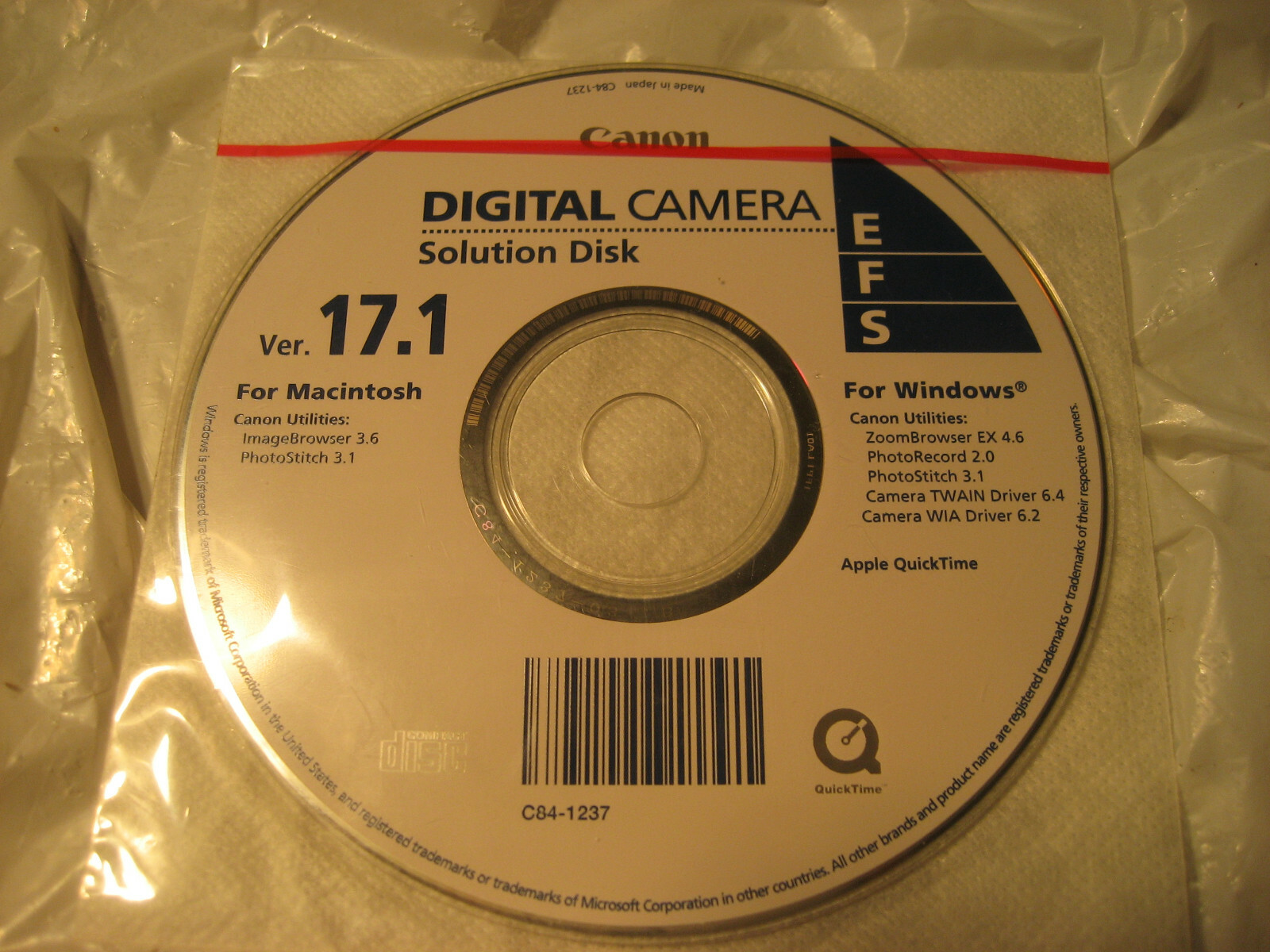 CANON DIGITAL CAMERA SOLUTION DISC 17.1 MANUAL PC COMPUTER CD SOFTWARE WIN MAC