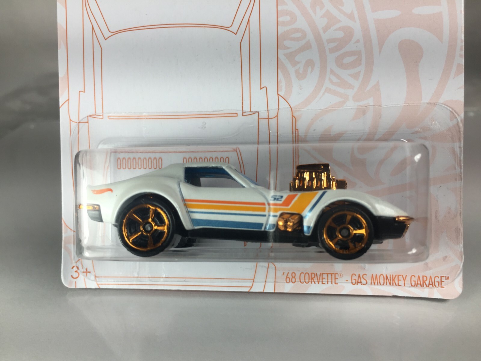 Hot Wheels 68 Corvette Gas Monkey Garage, WHITE 50th