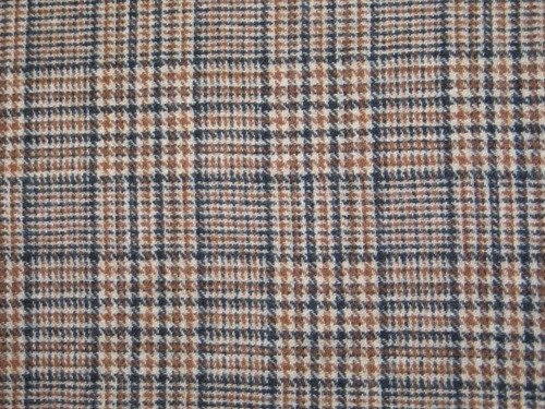 Tan-Brown-Black Vintage Plaid Wool Fabric~UNUSED~107