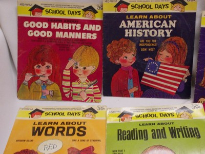 9 vtg School Days 45 rpm childrens learning records teach all areas of life !