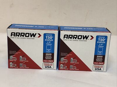 Lot Of (2) Arrow T50 Staples, 1/2'', 5000 #508IP
