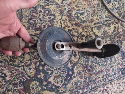 WOOD HANDLED ANTIQUE HAND DRILL . WORKS!