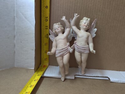 2 Bisque Angels Kalk Porcelain Eisenberg, Thuringia of Germany Angel 