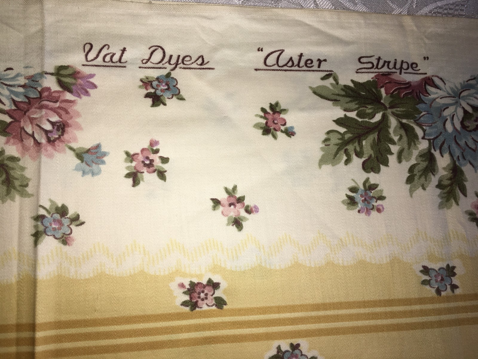 Vtg Floral Striped Fabric 1 Yd + 24