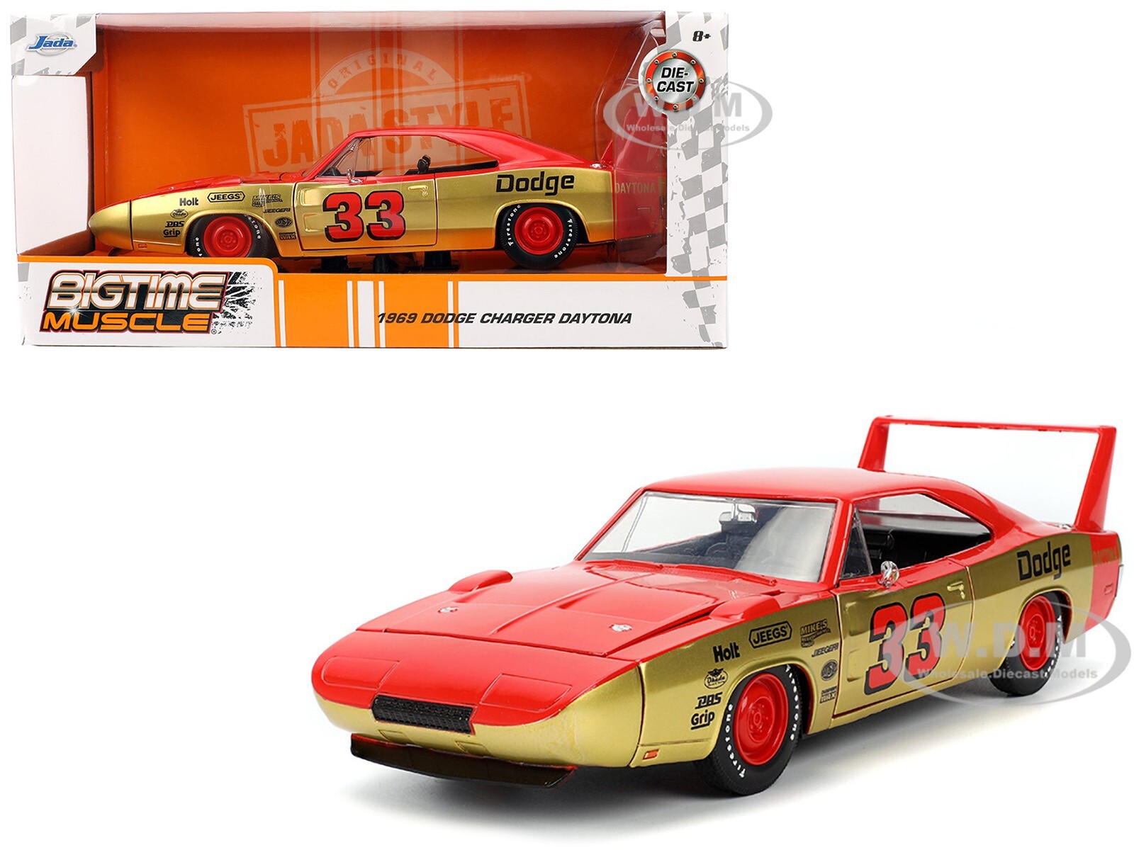 1969 DODGE CHARGER DAYTONA #33 RED & GOLD 1/24 DIECAST MODEL