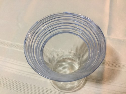 6 Inch Steuben Vase Clear Blue Thread