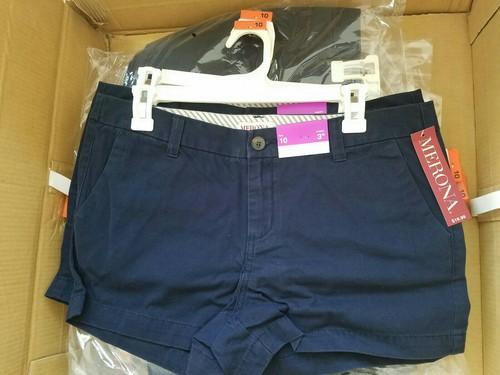 Pre-owned Merona Wholesale 100 Piece Women Summer Shorts In Cotton Dark Blue With 3" Inseam