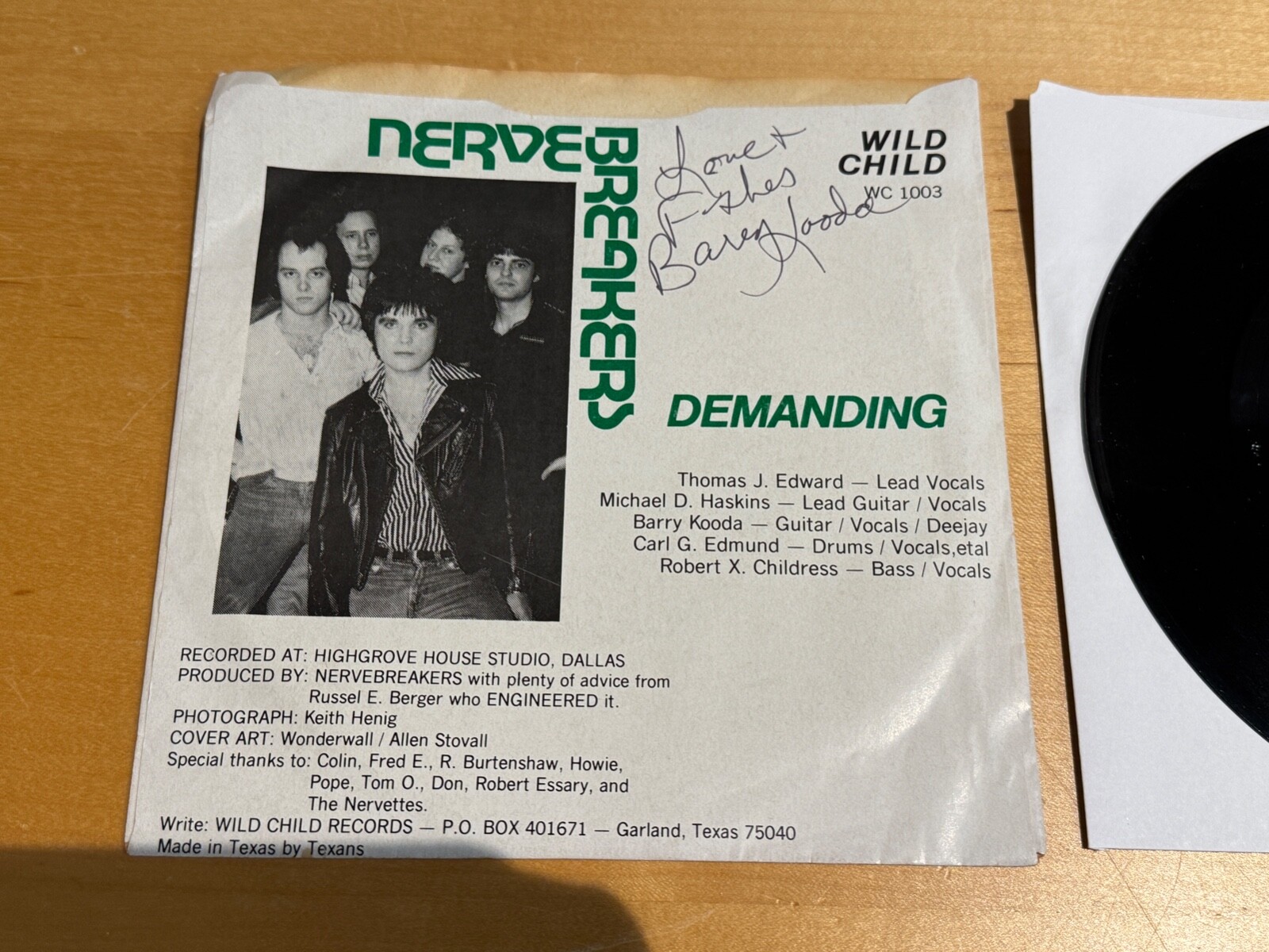 Barry Kooda Signed Texas Punk NERVEBREAKERS Hijack The Radio Barry Kooda Signed Texas Punk NERVEBREAKERS Hijack The Radio