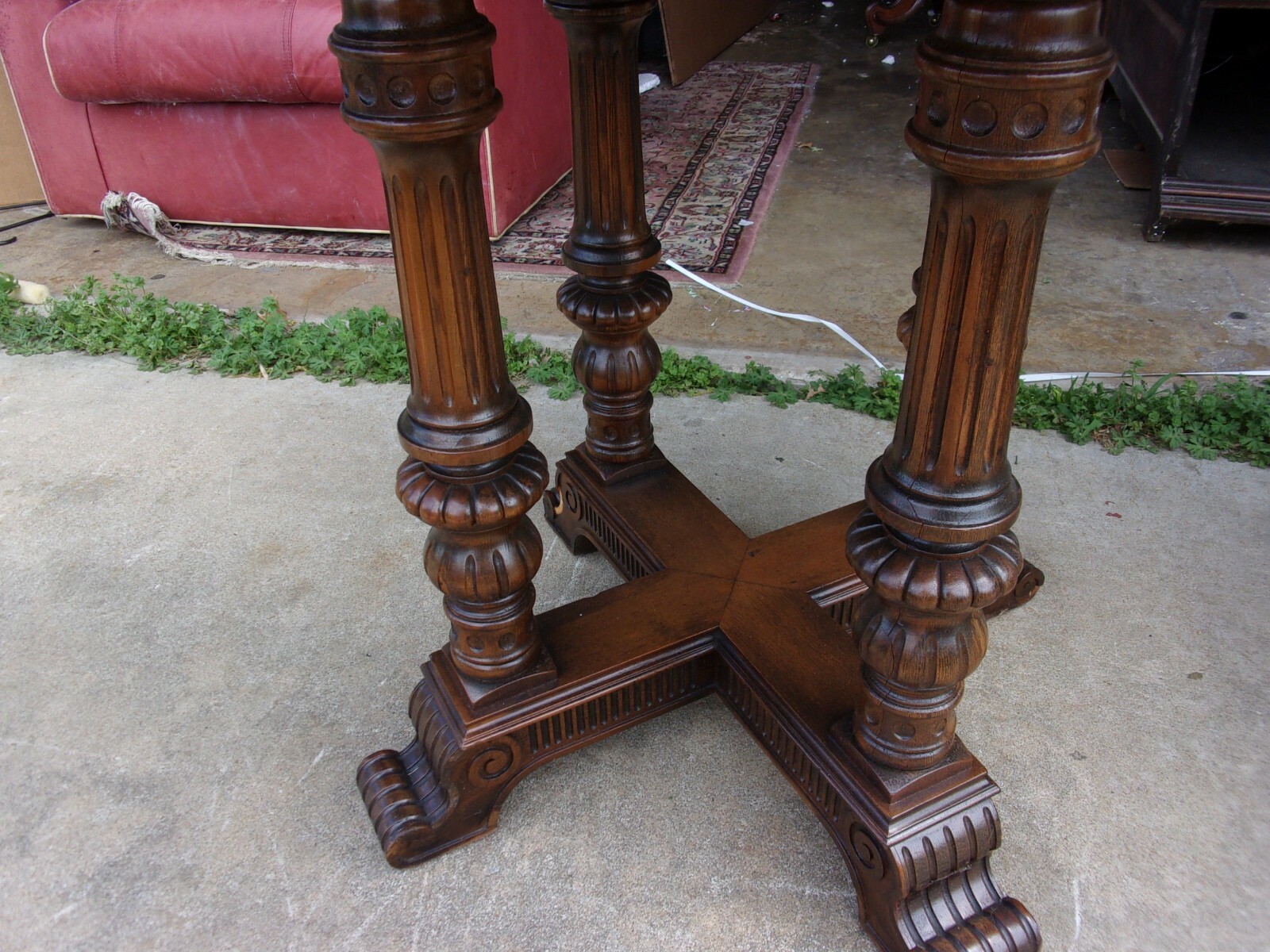 Outstanding Flamed Walnut 1920s Hexagon Table Antique
