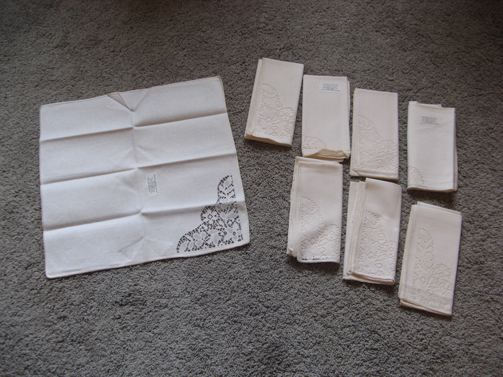 8 NEW Large EYELET Ivory NOTTINGHAM LACE NAPKINS Made in the USA