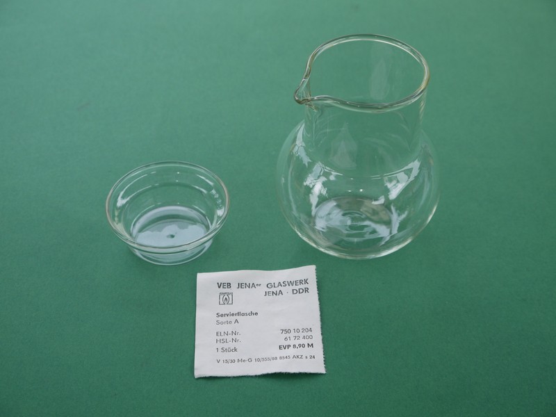 Jenaer Glas Mini Dekanter 0,2l 200ml Ddr Servierflasche Milch KÃ¤Nnchen Deckel