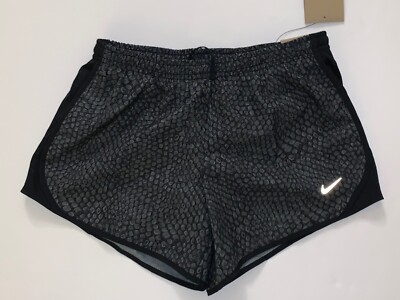 NWT Nike Dri-Fit Tempo Alligator Print Girl's Large Running 3'' Black Shorts