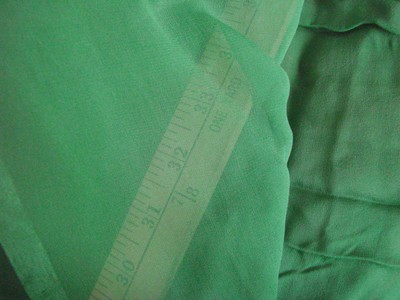 Vintage 50s Fabric Green Silk Chiffon Sheer 42