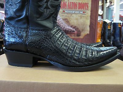 Pre-owned Los Altos Boots Los Altos Women Black Genuine Snip Toe Crocodile Western Cowboy Boot (m) L341977