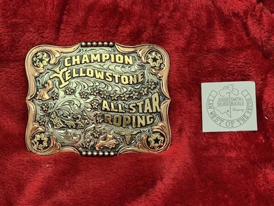 YELLOWSTONE TROPHY BUCKLE PRO TEAM ROPING CHAMPION RODEO ALL STAR RARE 195