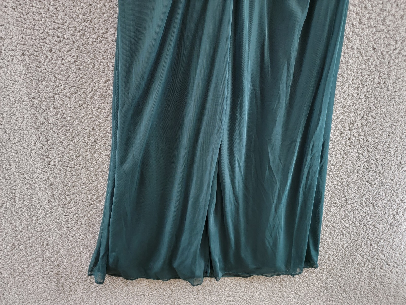 Betsy & Adam Lace-Top Waterfall-Detail Gown Women's 8 Pine Back Zip Closure - Picture 13 of 18