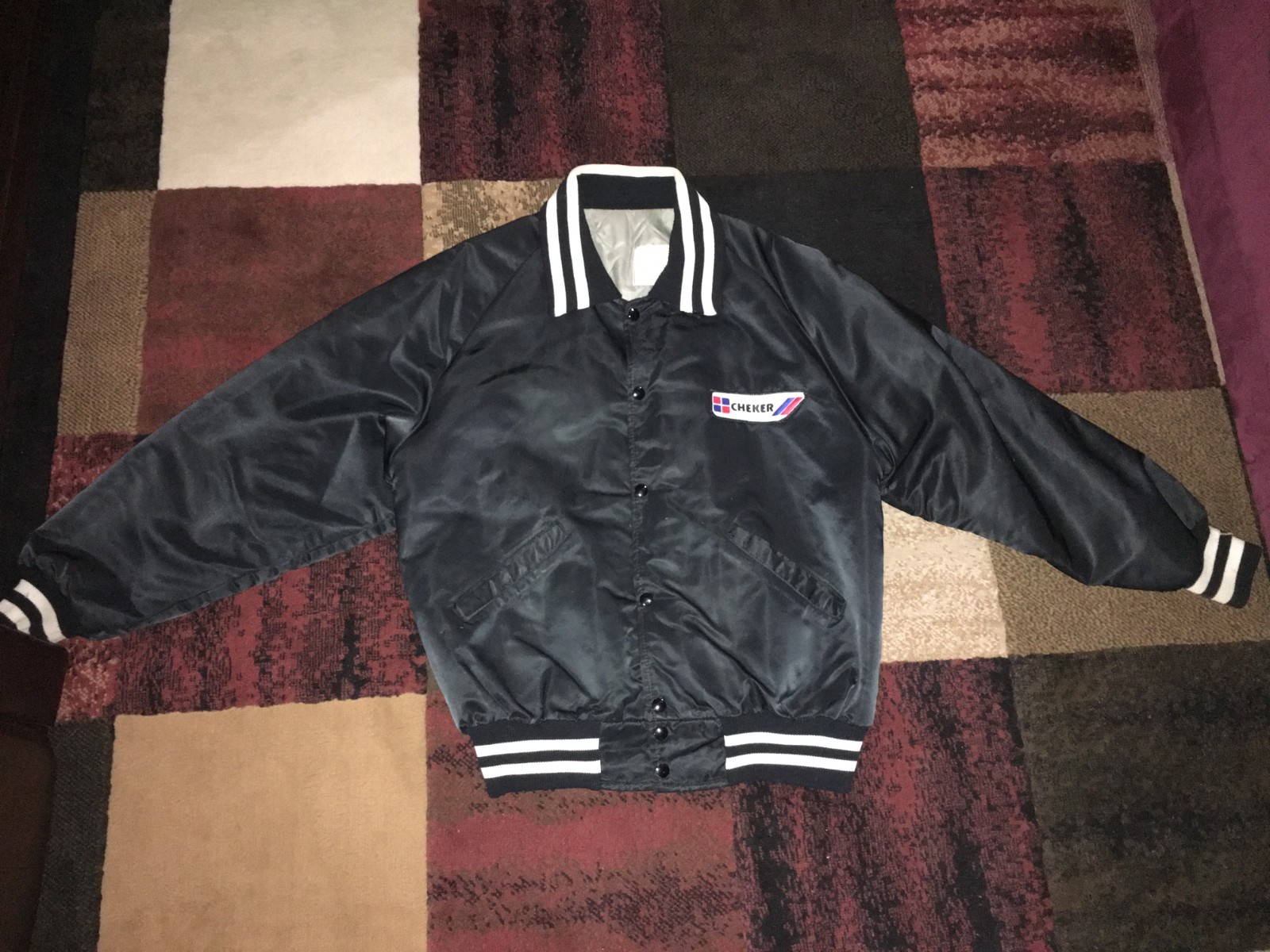 VINTAGE CHEKER gas station jacket **RARE** Size Meduim/ Large