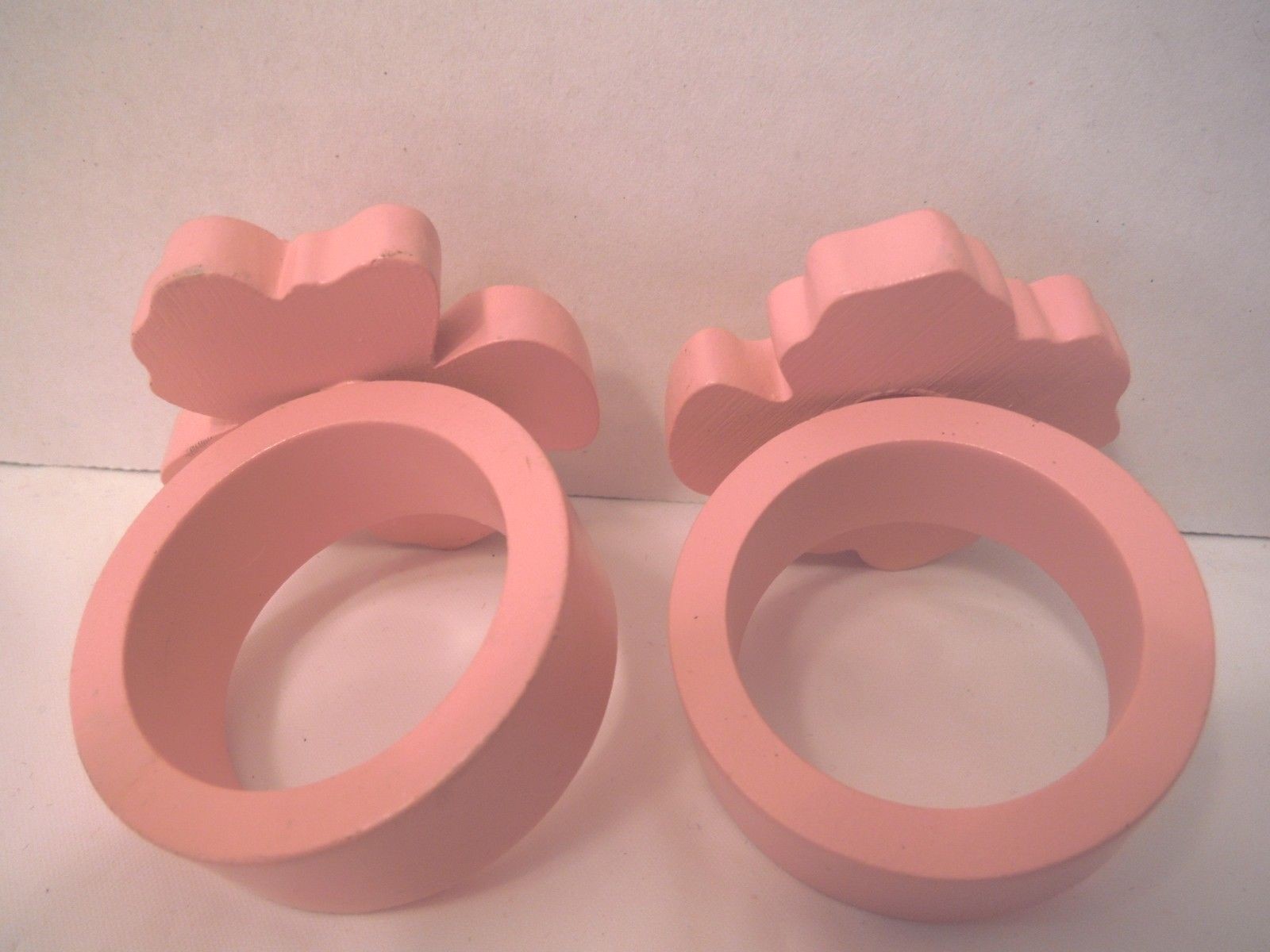 Set 2 Hibiscus Flower Napkin Holders Wooden Pink Yellow Brown