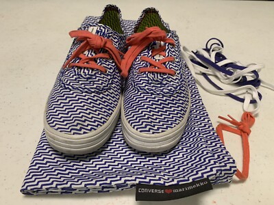 Converse Marimekko Blue/White Zig-Zag Sneakers All Star Women s Size 9 With Bag