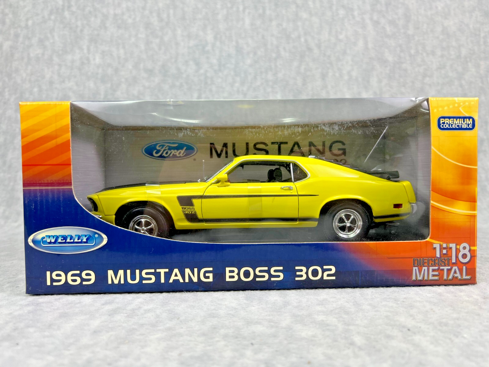 【24時間内発送】WELLY 1969 マスタング BOSS 302 1/18 🐎🐎🐎WELLY 1969 MUSTANG BOSS 302 YELLOW SCALE 1:18 DIE CAST