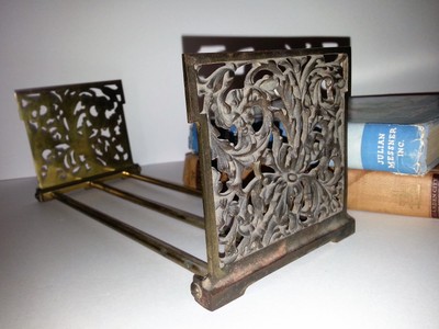 Art Nouveau Rare Mythological Bronze Expanding/Sliding Slide Book Rack/Shelf