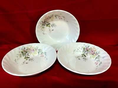 Myott Meakin Staffordshire Floral Swirl Set Of 3 Soup Bowls 6 1/4'' England