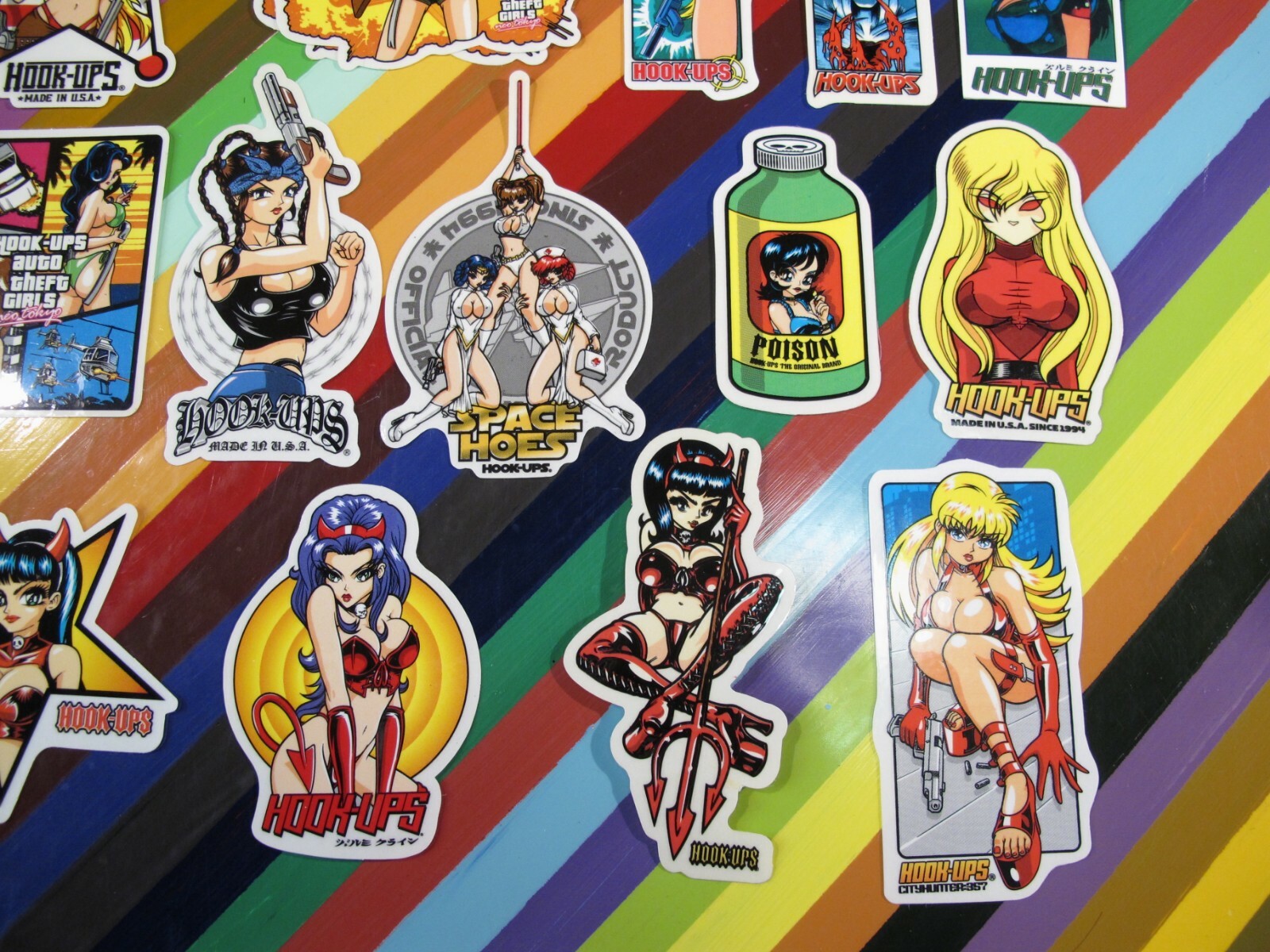 vtg 1990s 2000s Hook-Ups skateboards sticker - Fighters, Devils, Demons