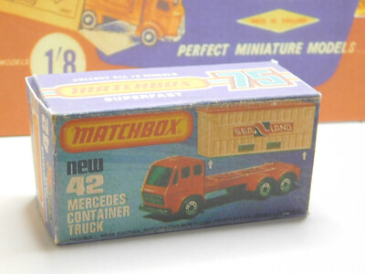 Matchbox Superfast #42c 1:90 Mercedes Container Truck ''Sea Land'' Repro Box