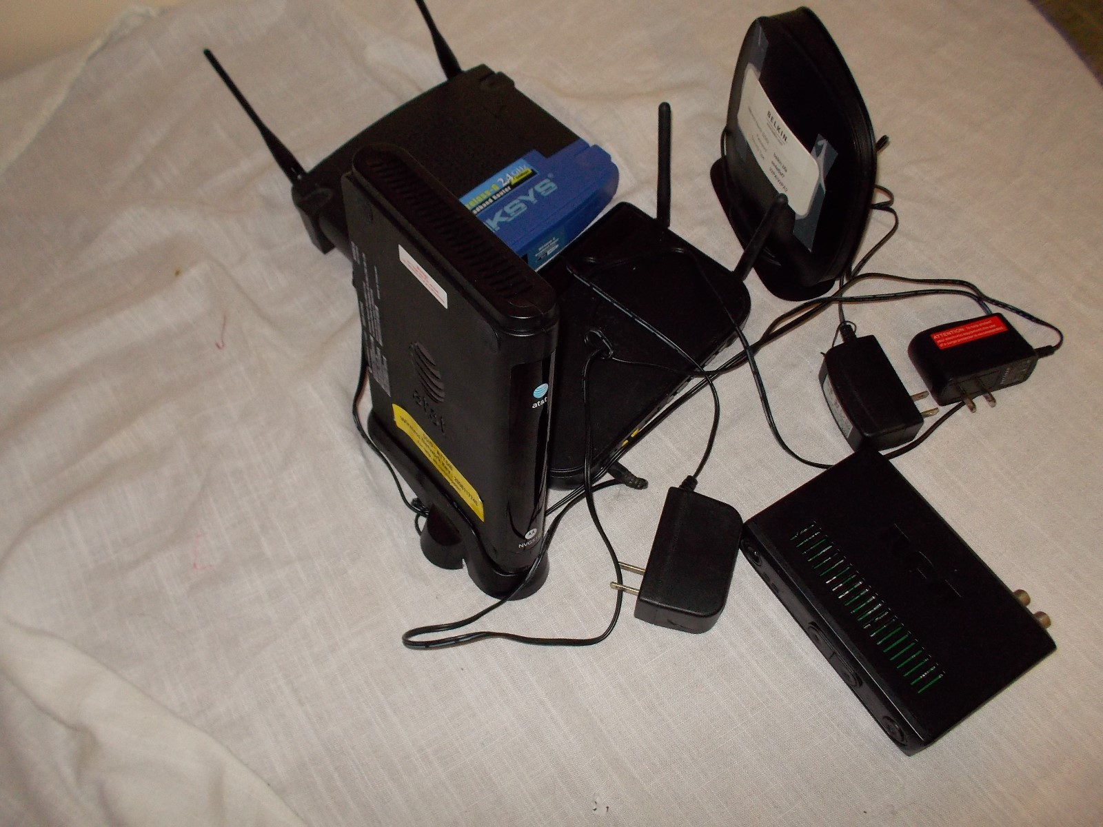 linksys & Belkin routers, at&t nvg510 motorola,belkin, atsc converter device- 5