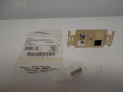 LOT OF 8 HELLERMANN TYTON 4 PORT MANAGEMENT FRAME IVORY FP106MF4-1