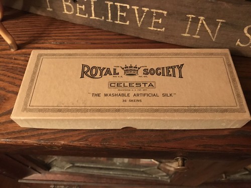 Antique Royal Society Empty Cardboard Box Satin Strand Brown 1247 Empty 1930’s