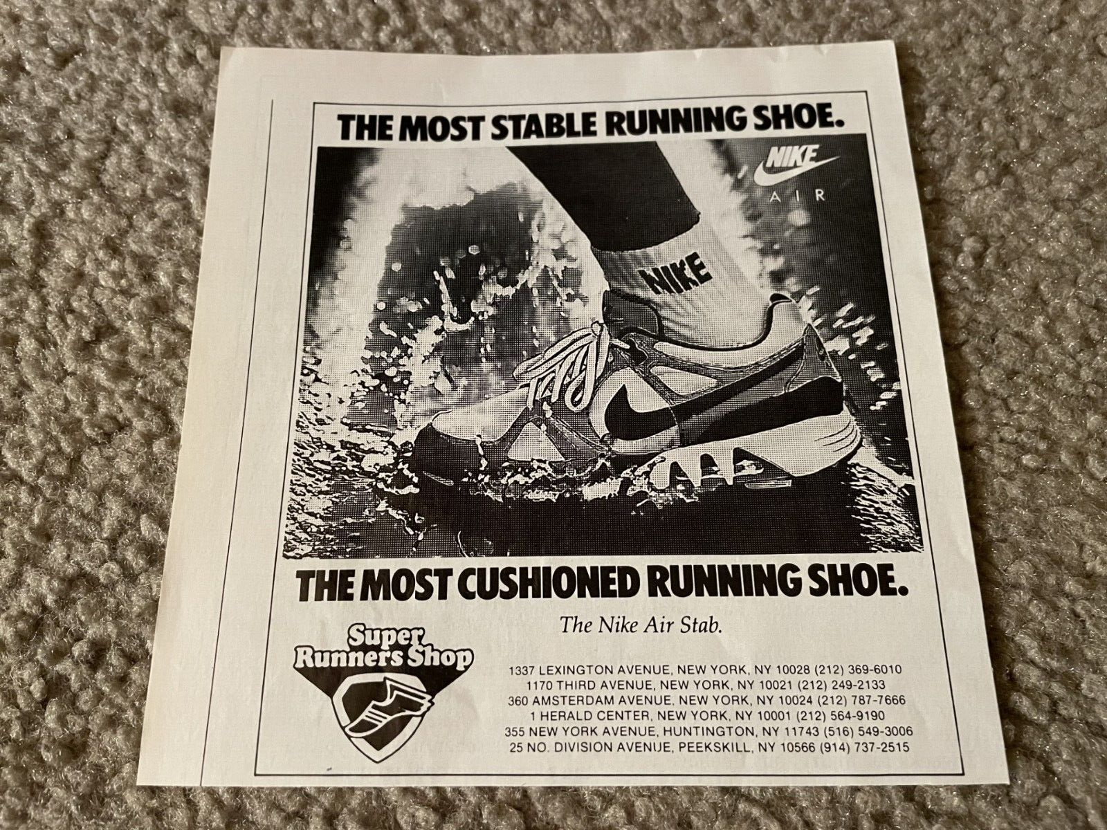 Vintage 1989 NIKE AIR STAB Running Shoes Poster Print Ad