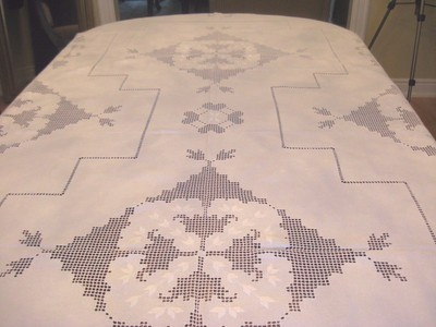 Hardanger Tablecloth White on White Embroidery  133