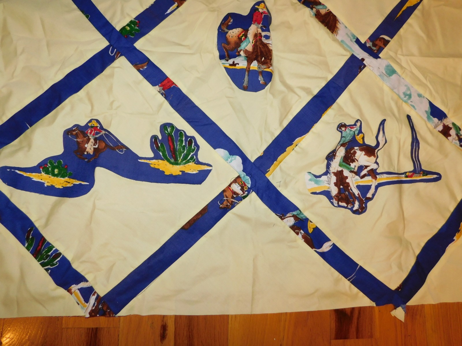 Cowboy Quilt Top Handmade