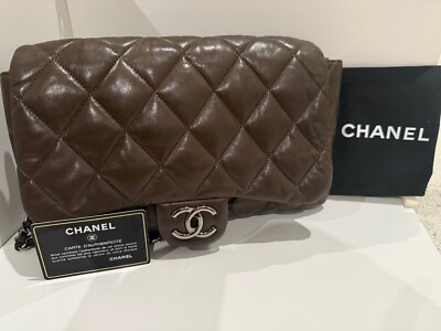 Authenticated Chanel Quilted Lambskin 3 Accordion Flap, Medium