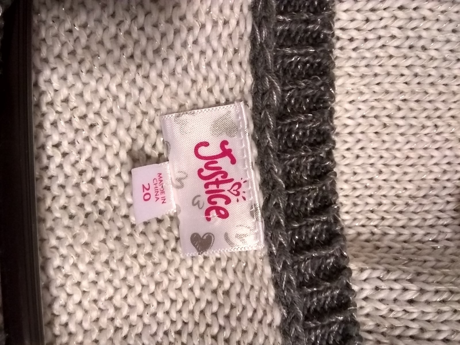 JUSTICE BRAND SWEATER, MULTI COLORS, RACCON IN THE MIDDLES, SIZEI 20