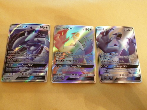 3x Pokemonkarten Lugia GX Rainbow Holo Selten Proxy