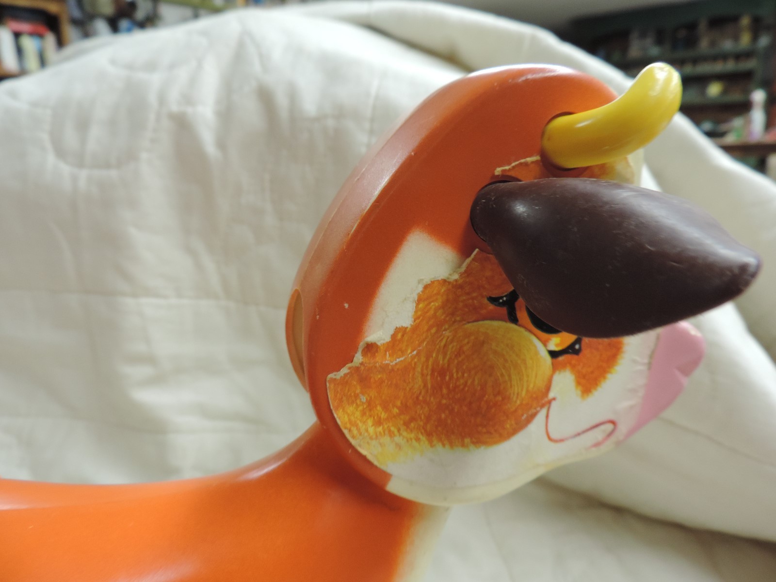 Vintage Lot 4 Fisher Price Wood Pull Toys Seal Dog Cow and Drum Set