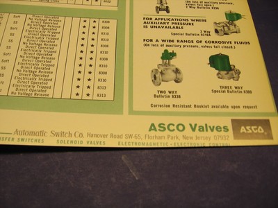 ASCO Catalog Automatic Switch Co. Asbestos History 1960's Solenoid valves