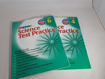 Science Test Practice  Grades 4 & 6  Spectrum Lot of 2 Homeschool