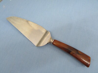 Vintage Pie Cake Cutter Server Spatula Stainless Bakelite Butterscotch Handle