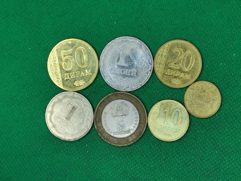 Lot  177 ,  Tadschikistan 7 UmlaufmÃ¼Nzen , 5 Diram - 5 Somoni