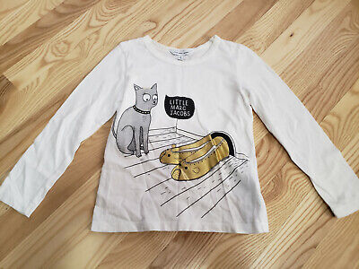 LITTLE MARC JACOBS Girl's Cat & Mouse Applique Long Sleeve Top T-Shirt