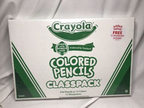 Crayola Colored Woodcase Pencil Classpack, 3.3 mm, 12 Assorted Colors/Box SEALED