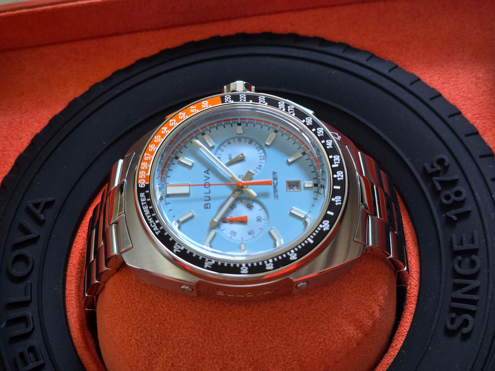 Pre-owned Bulova Racer Blue Dial Sapphire Crystal Chronograph Men's Watch 98b432